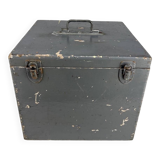 Old gray painted wooden toolbox
