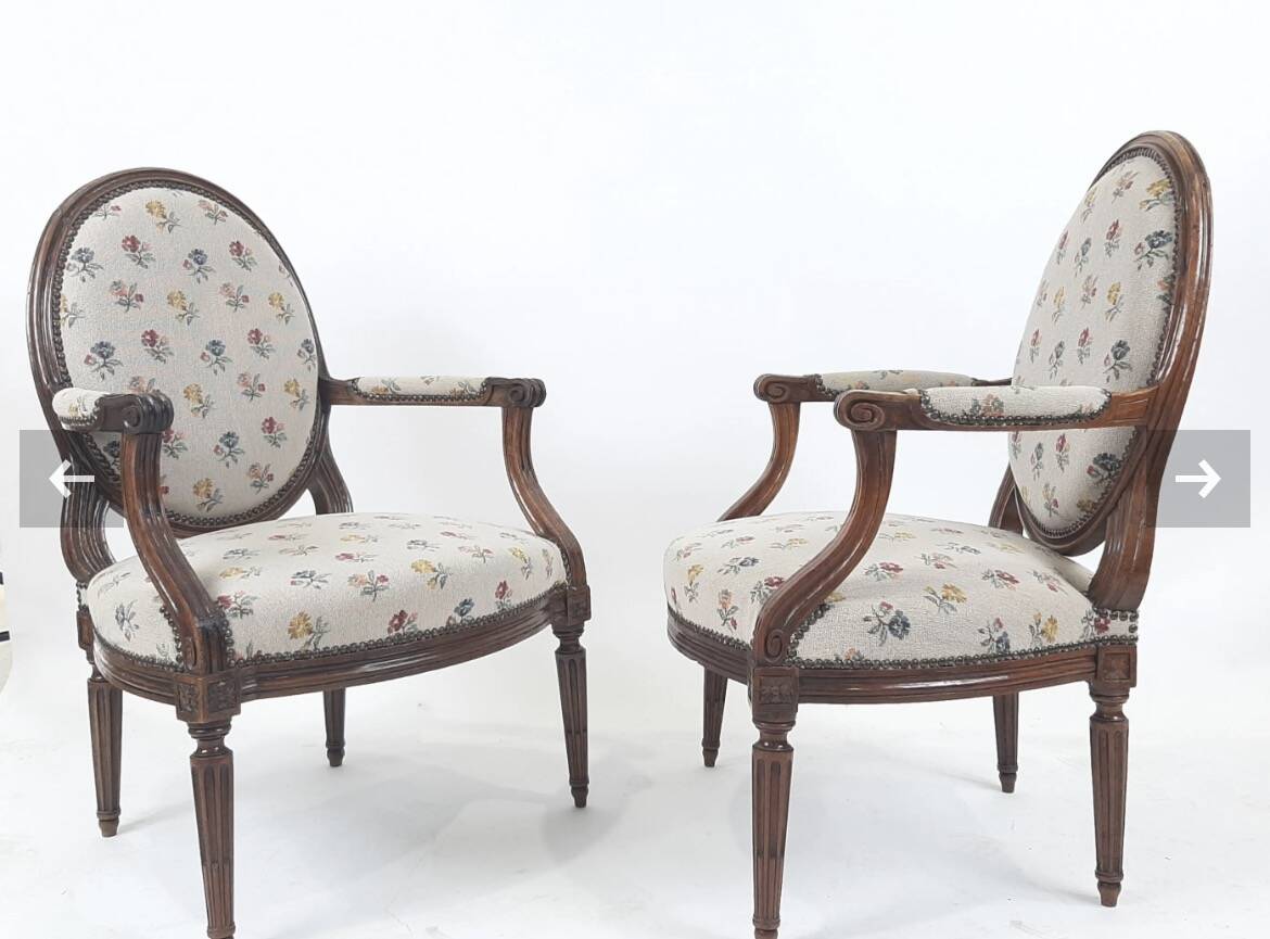 Pair of Louis XVI style armchairs