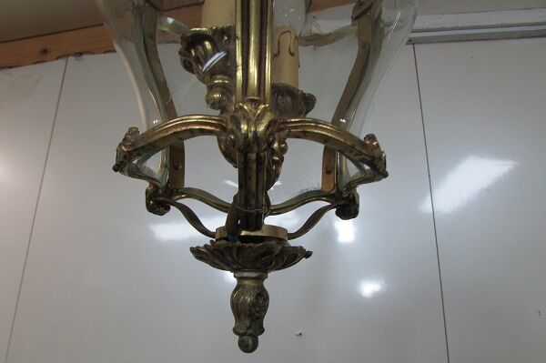 Lantern, chandelier 2 lights, glass and bronze