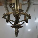 Lantern, chandelier 2 lights, glass and bronze