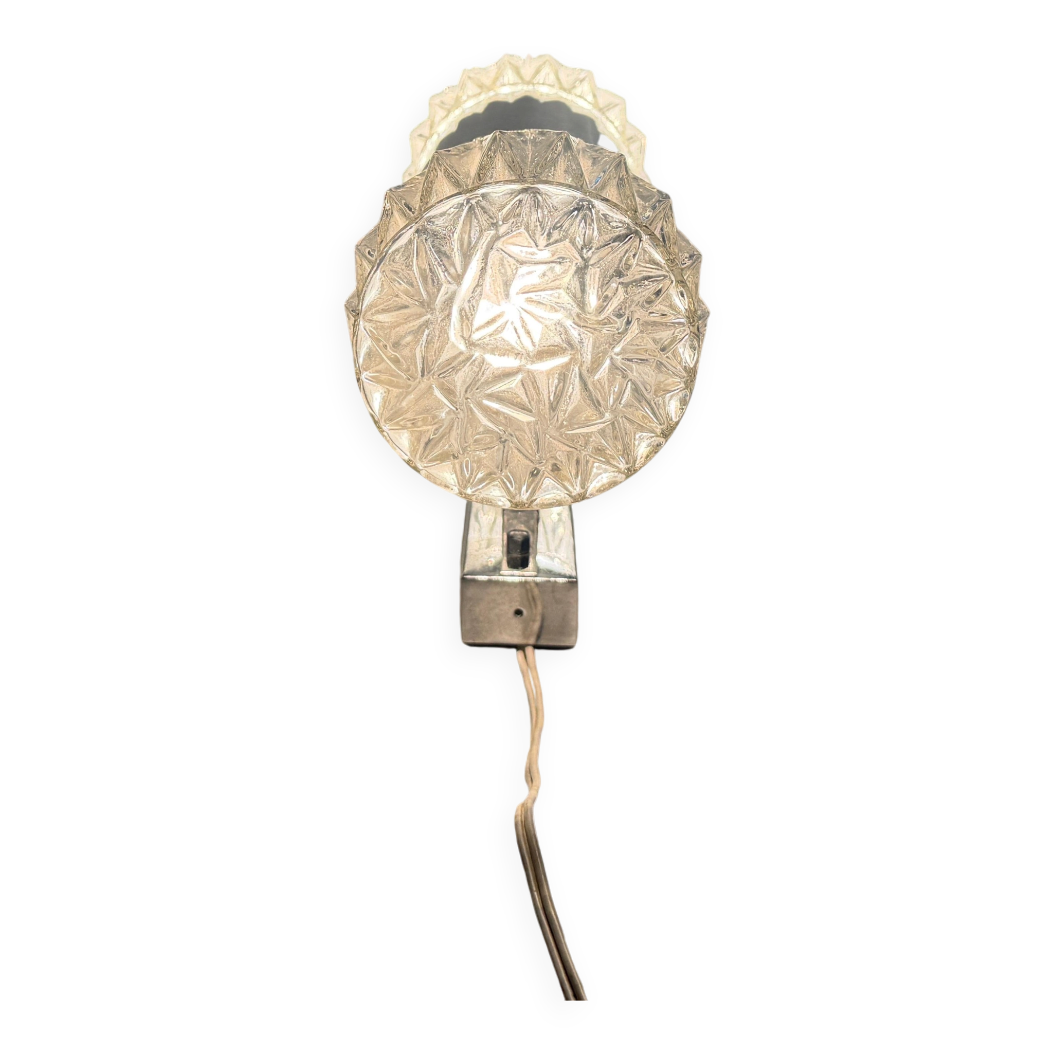 Mid-century double-headed glass and metal wall sconce, 1960, Italy