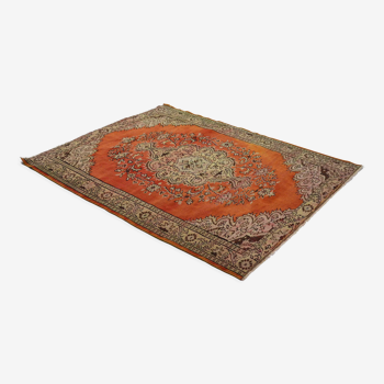 Anatolian handmade vintage rug 233 cm x 180 cm