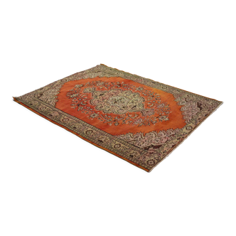 Anatolian handmade vintage rug 233 cm x 180 cm