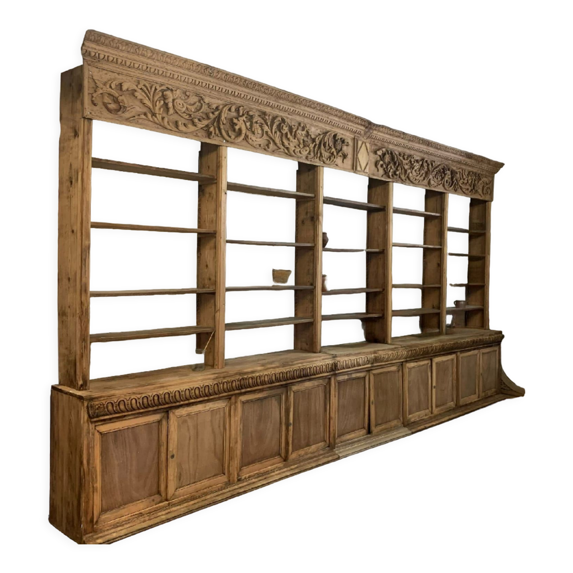 Large natural wood bookcase late nineteenth