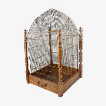 Cage à oiseaux en laiton vintage