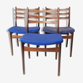 Ensemble de trois chaises au design danois en teck, années 1960