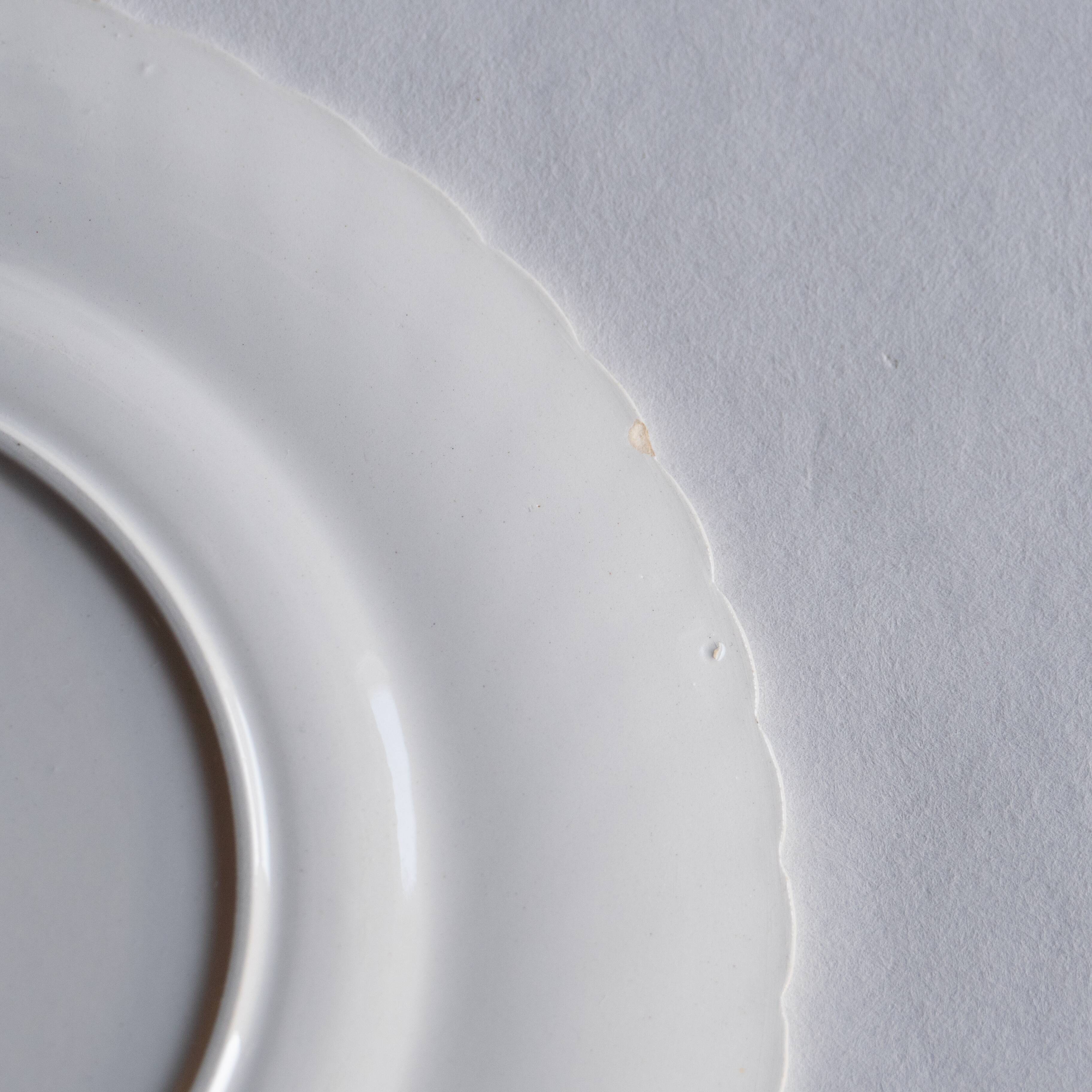 6 flat plates old floral edges fluted edges