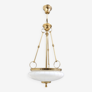 Vintage Murano Glass and Brass Ceiling Light in Neoclassical Style, Italy