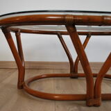 Rattan table and glass