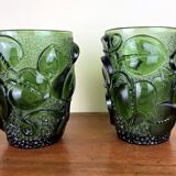 Pair of pressed glass vases - molded art deco period circa 1930