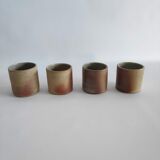 Set 4 mugs en grès ocre des années 60