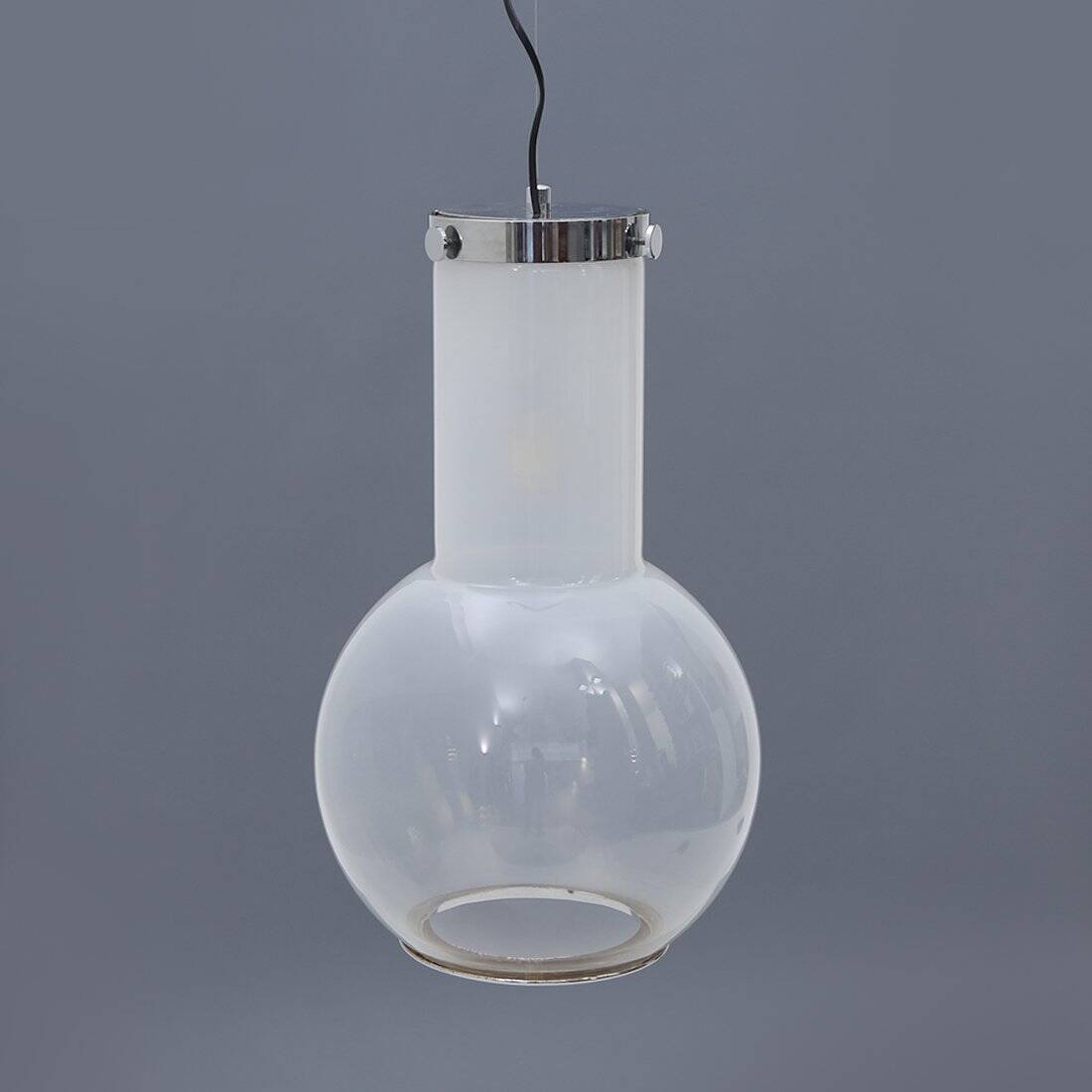 Glass and chrome metal ceiling light, 1970s