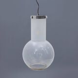 Glass and chrome metal ceiling light, 1970s