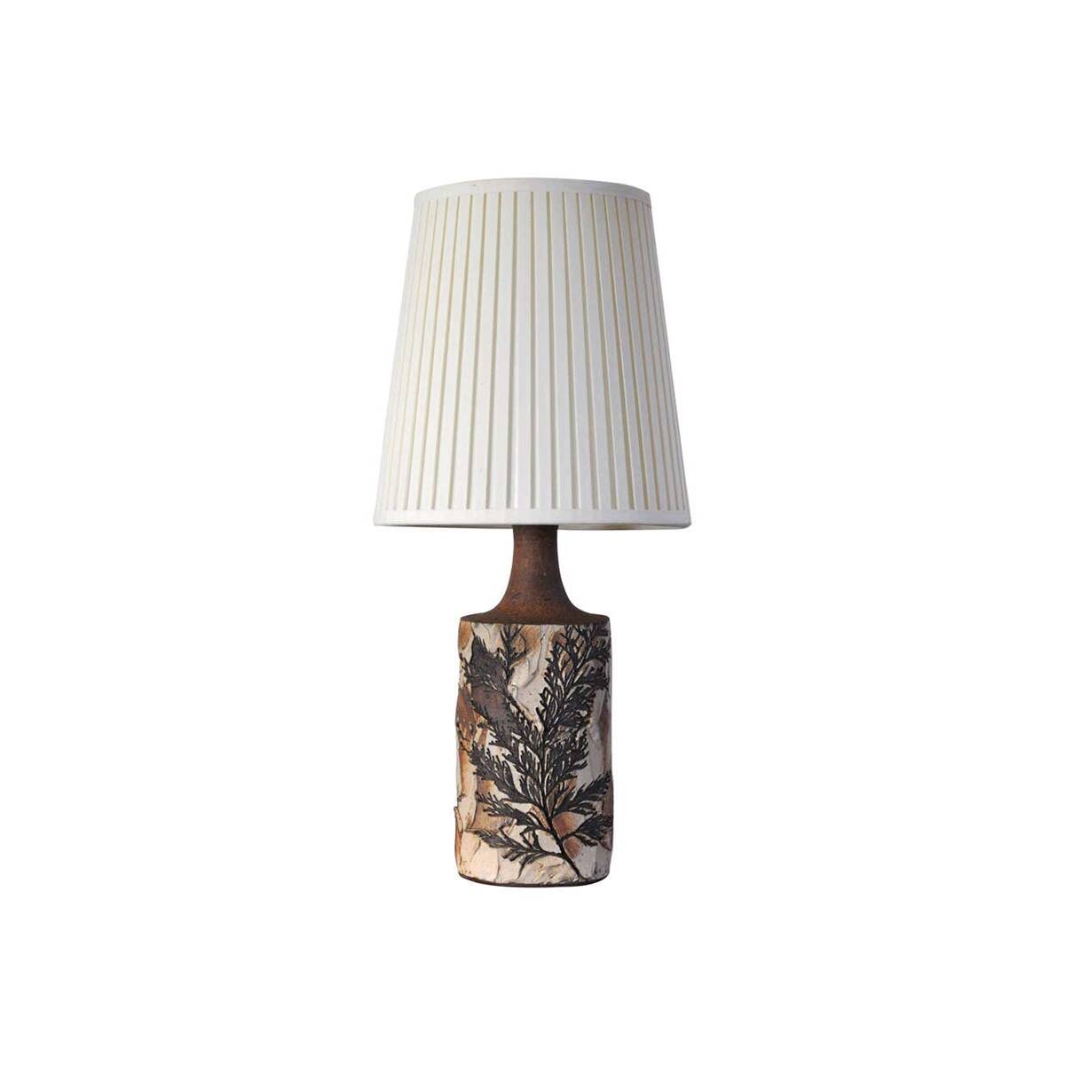 Unique Bodil Marie Nielsen Danish Modern Table Lamp with Leaves Print, 1960s