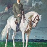 Ricardo ARENYS GALDON - Camilo José Cela - Portrait en pied sur un cheval.