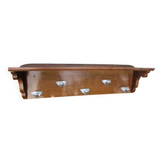 Wall-mounted coat rack in wood and aluminum