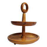 Fruit bowl with two trays in turned wood design