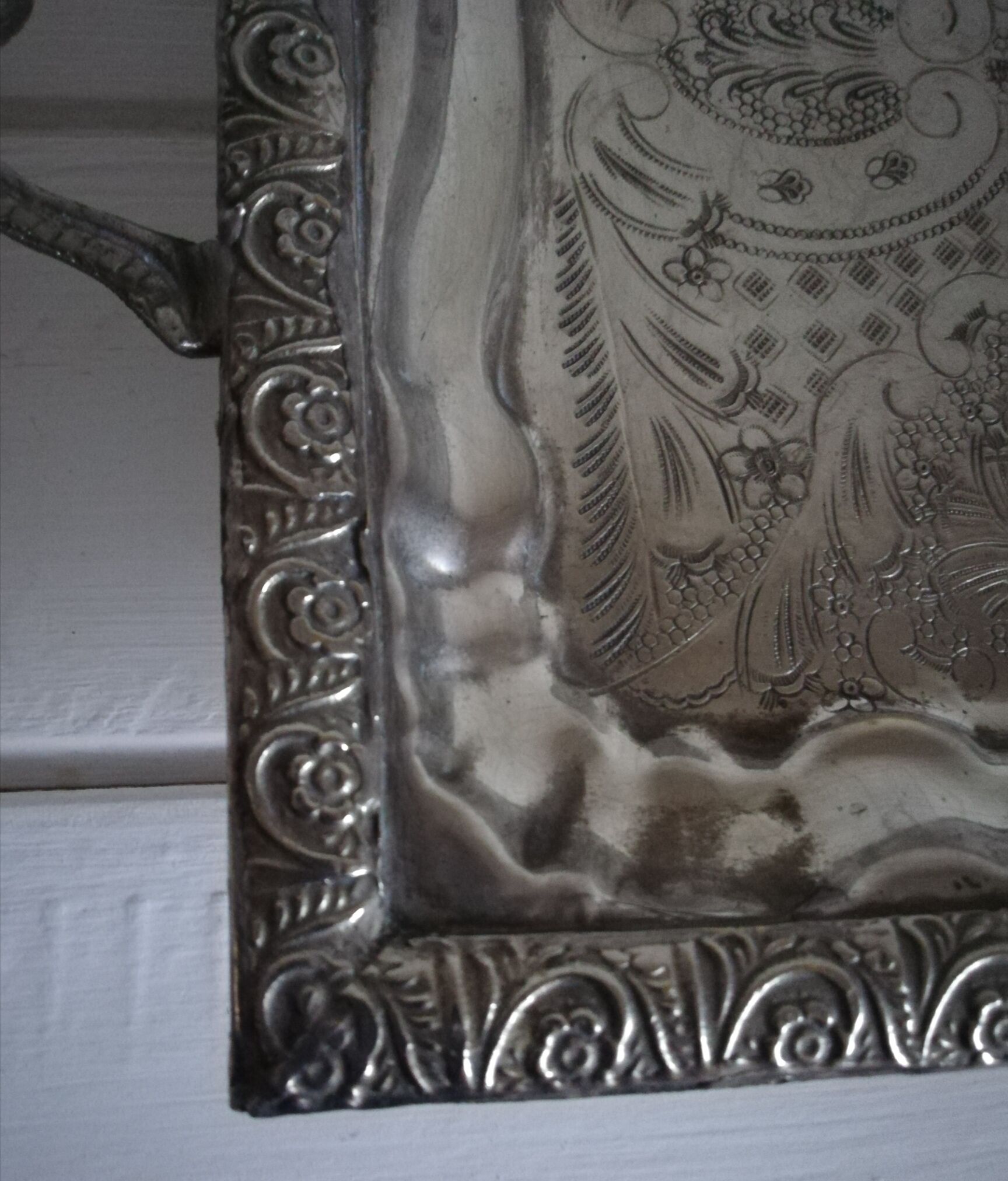 Silver metal tray