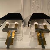 Pair of brass and chrome sconces