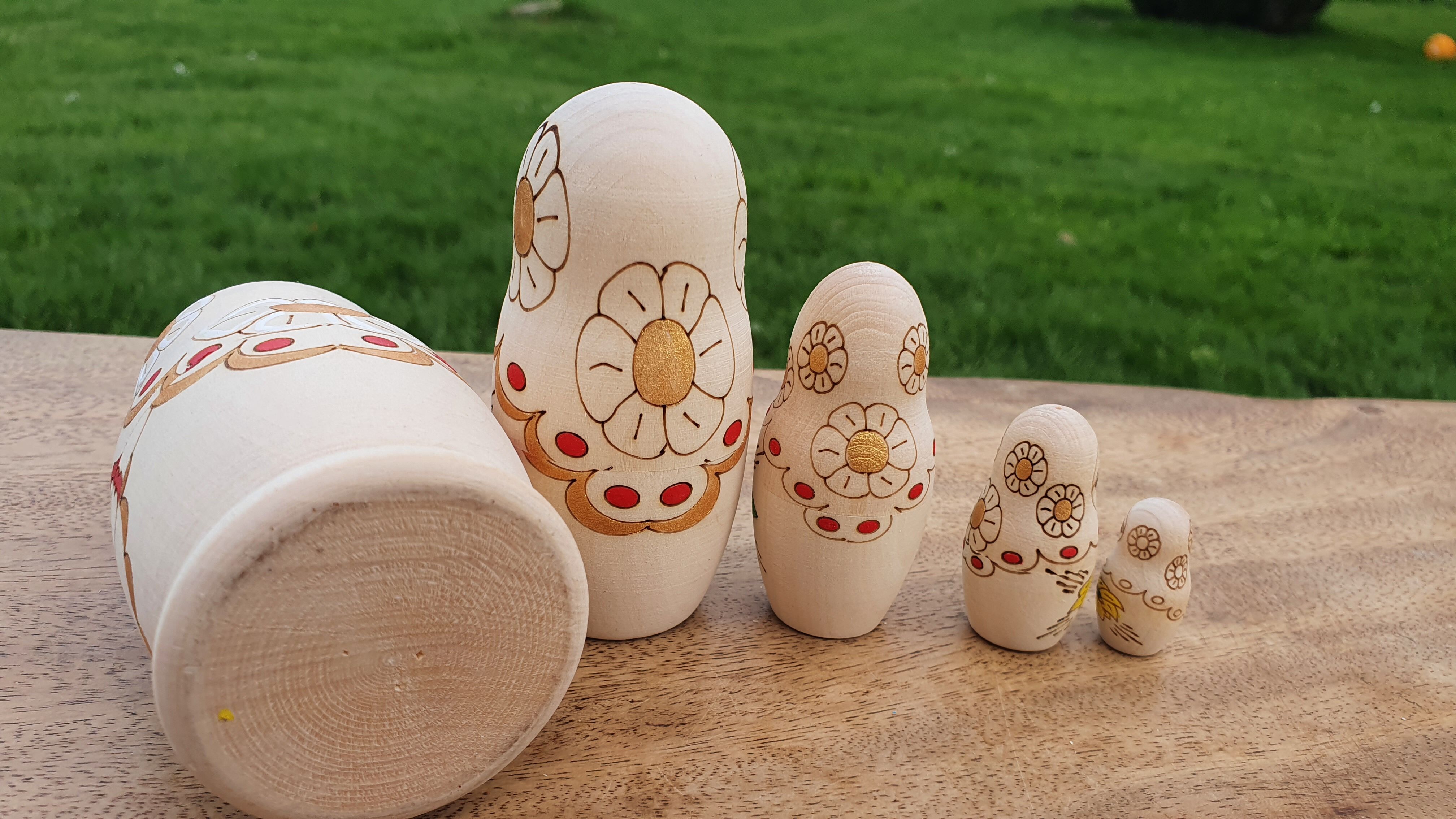 Russian pyrograved matryoshka doll