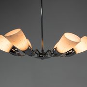 Mid-Century Chrome-Plated 6 Flamming Chandelier by Instala Decin, 1950s