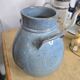 Glazed blue stoneware vase – Squat shape with handles – Handmade craftsmanship