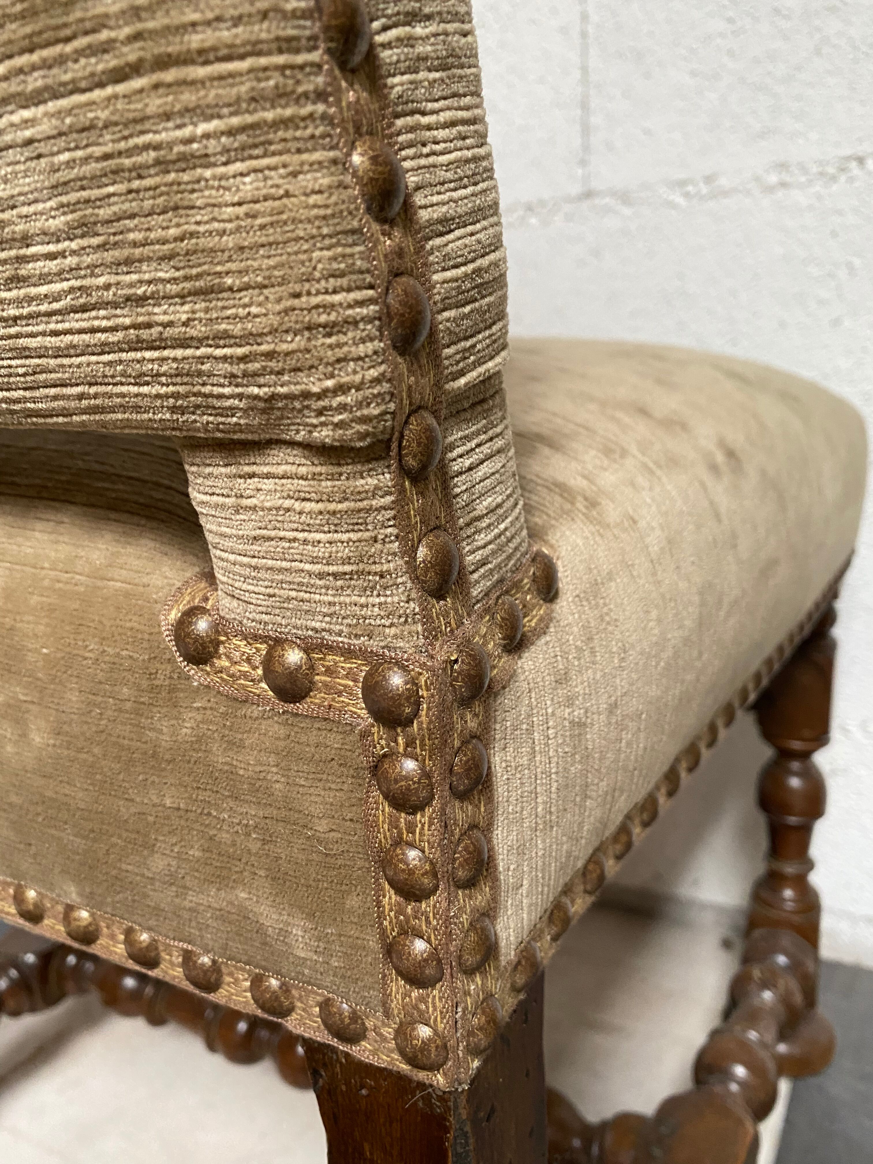 Louis XIV velvet chair