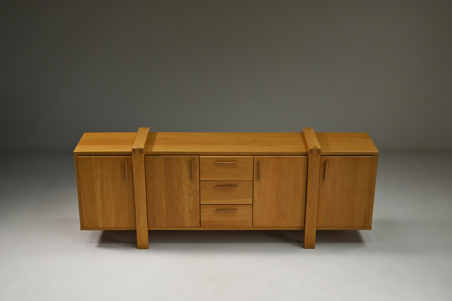 Large brustalist oak sideboard, Belgium.