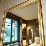 Miroir ancien perlé feuille d’or