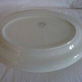 Moulin des loups oval serving dish, white with celadon-colored edges