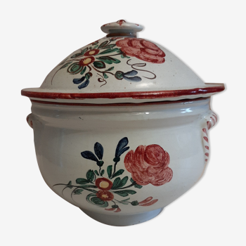 Soupière ancienne fin 19ème siècle avec décor floral