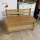 Vintage wood and rattan chest bench