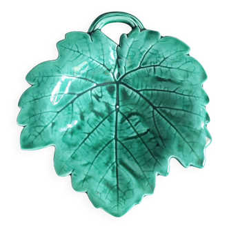 Sarreguemines green vine leaf dish