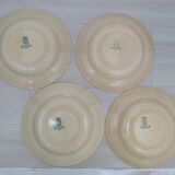 Lot of 4 hollow plates in opaque porcelain from Gien Iron Land model "Florentin" green