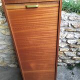 Wooden curtain filing cabinet, good general condition some traces of wear.