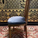 Suite of 6 Louis XVI style cane and velvet chairs