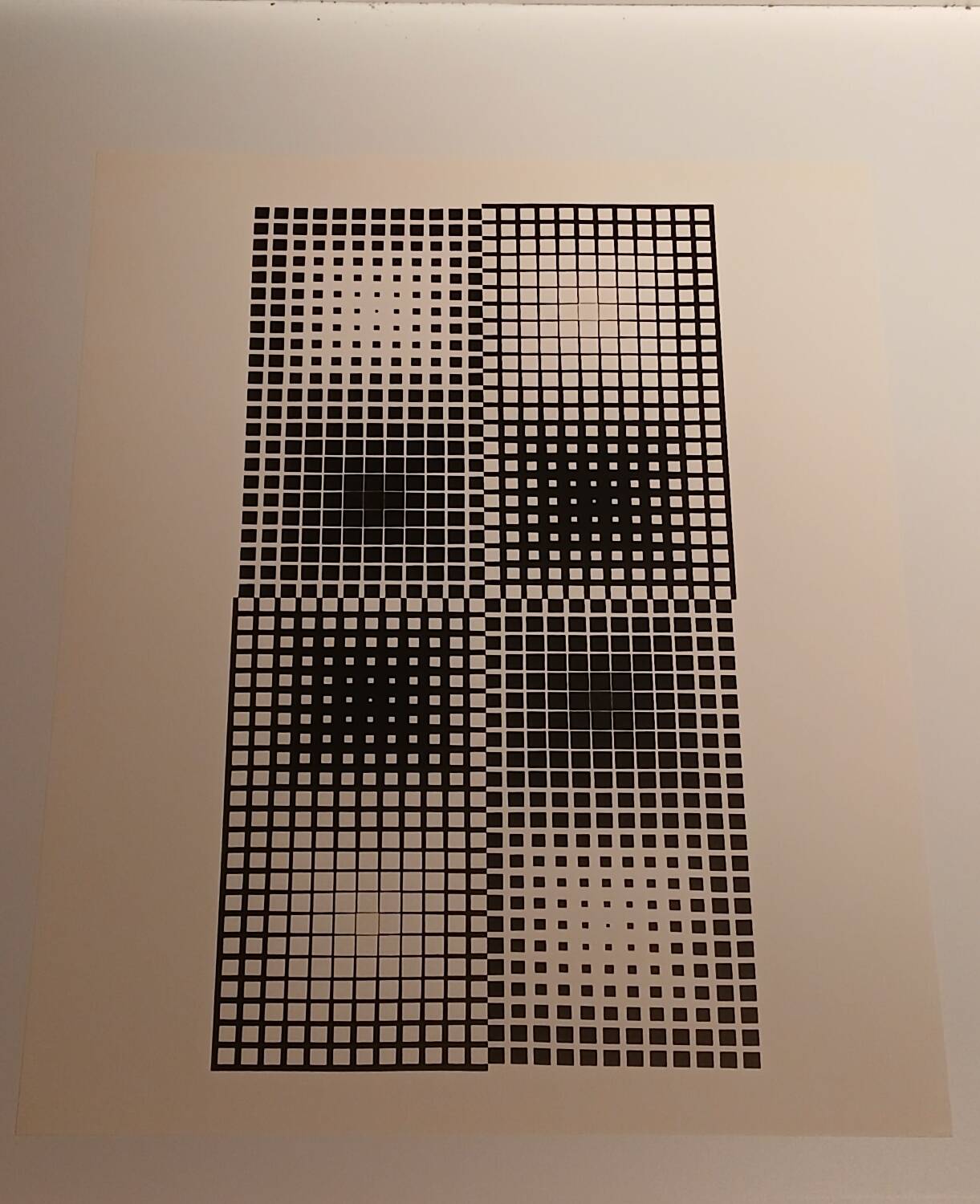Screen print by Victor Vasarely - "Corpuscular" - Art & Science / Structure