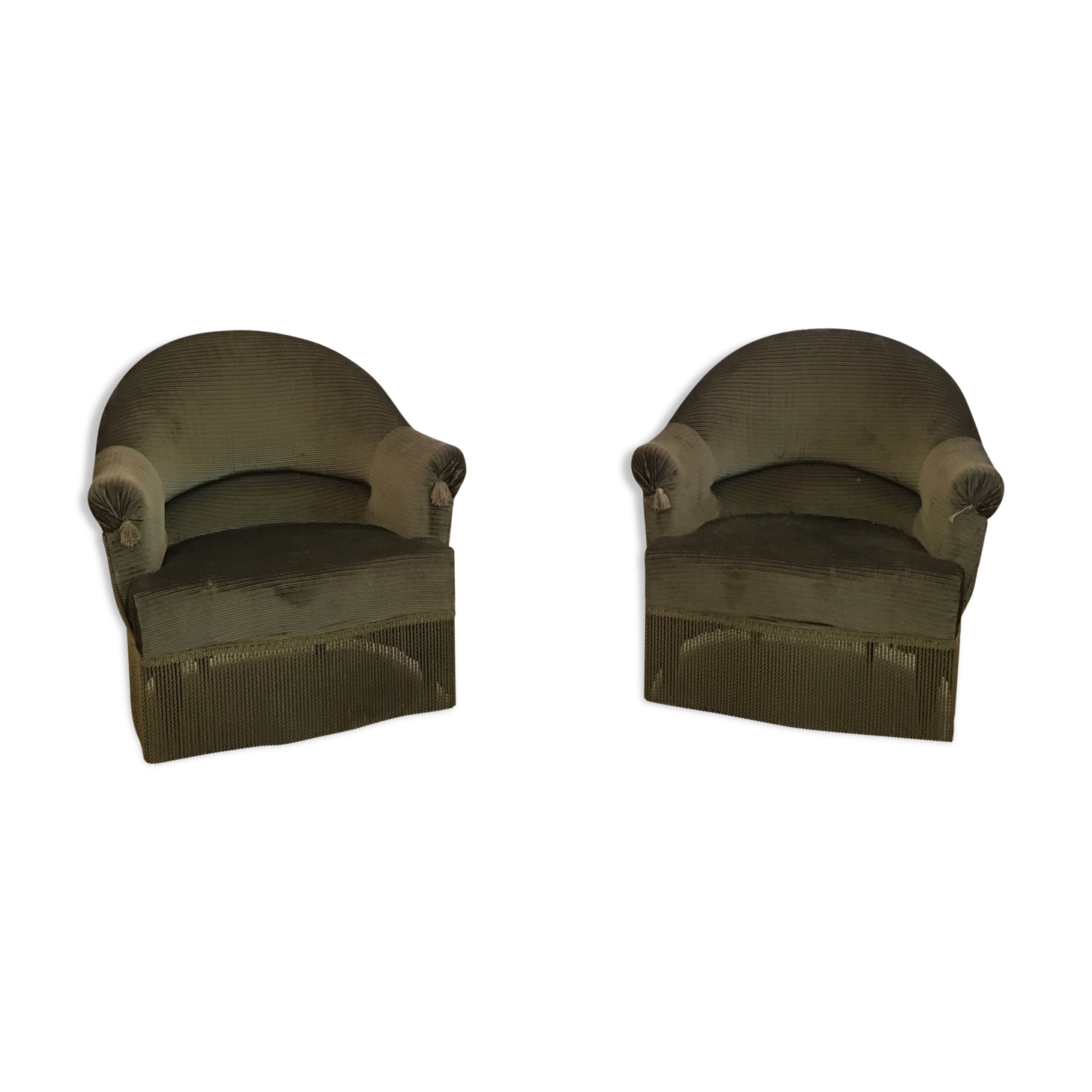 Pair of Toad green velvet armchairs