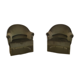 Pair of Toad green velvet armchairs