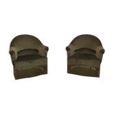 Pair of Toad green velvet armchairs