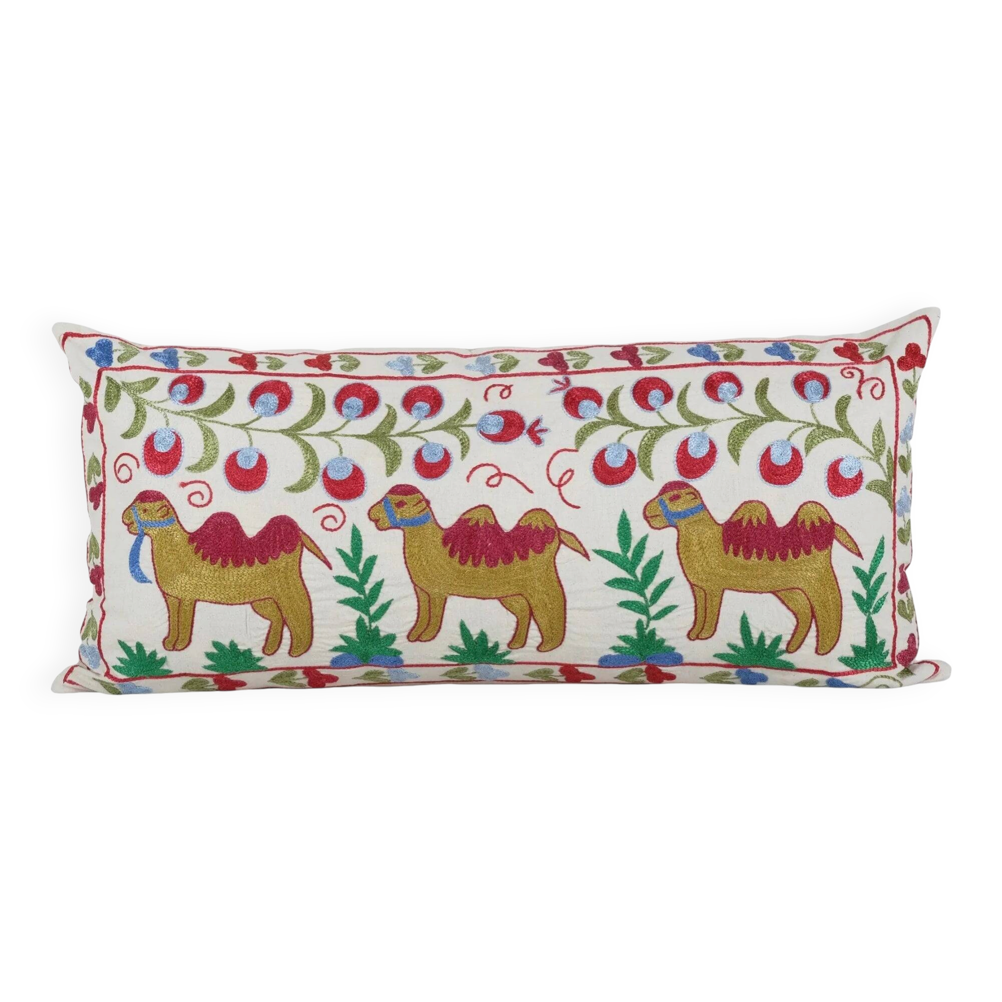 Vintage embroidered cushion cover 46x97 cm