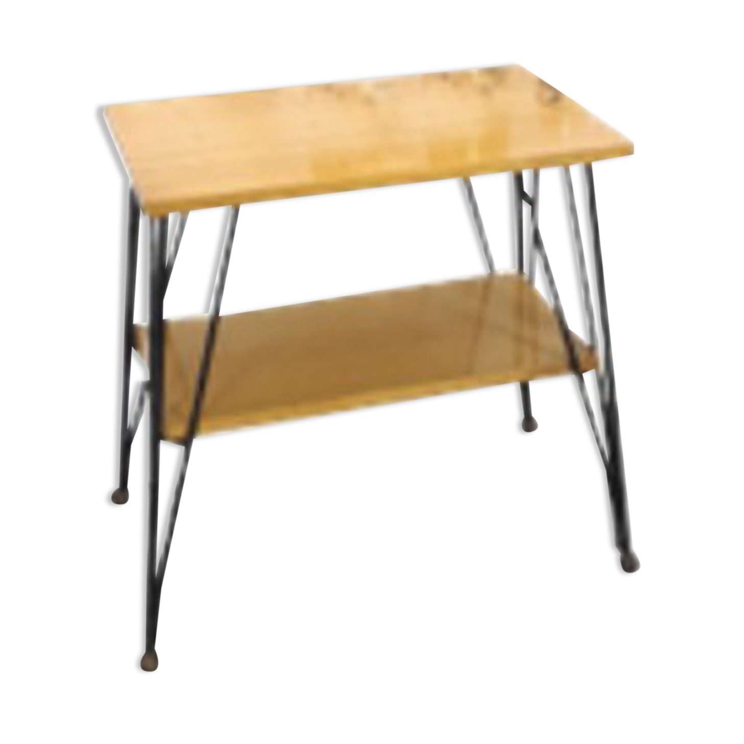 Vintage veneer table with steel legs