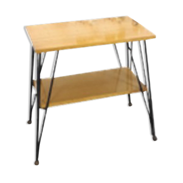 Vintage veneer table with steel legs