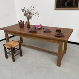 Solid pine table with its extension, 1950s