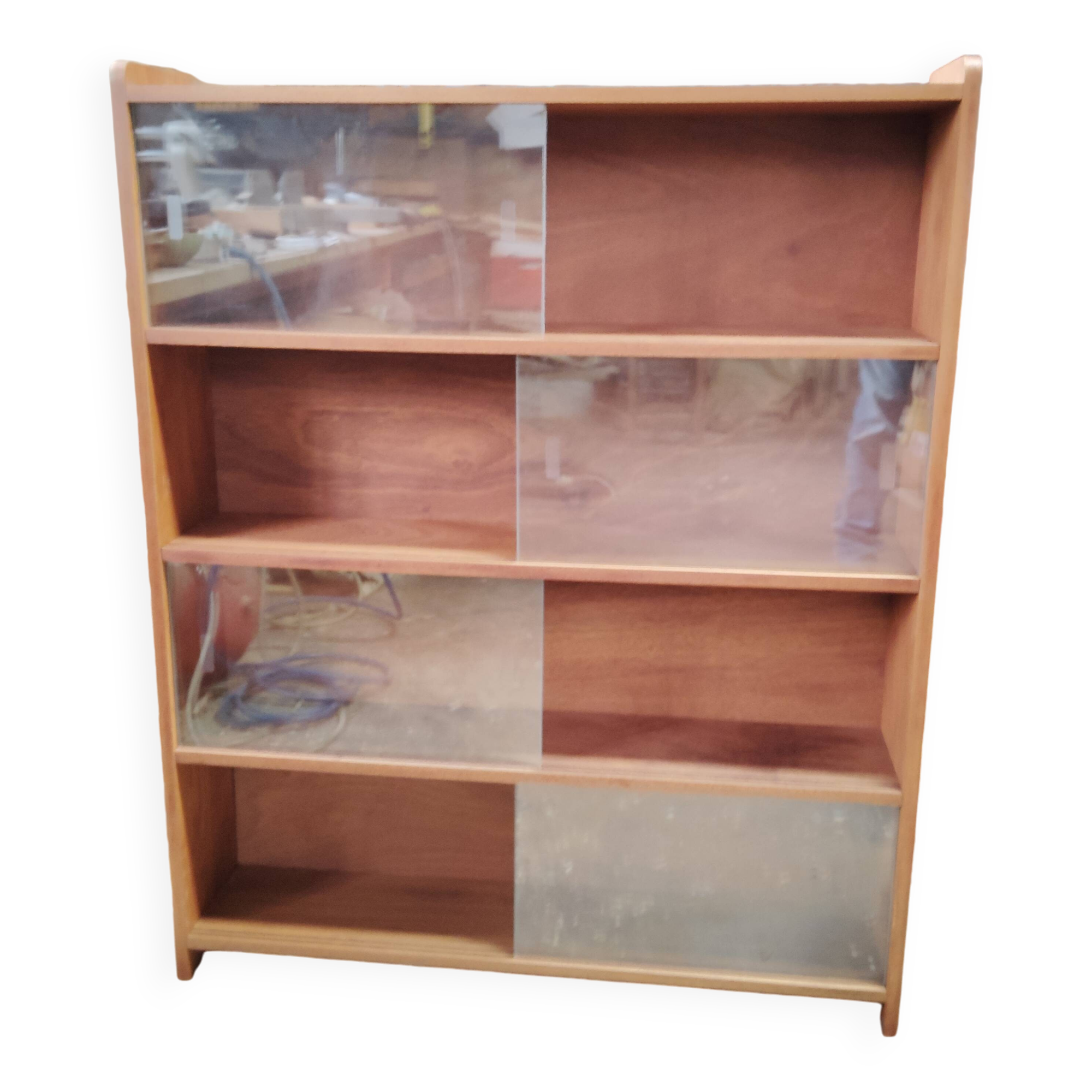 Étagères, bibliothèque vitrine verre/bois