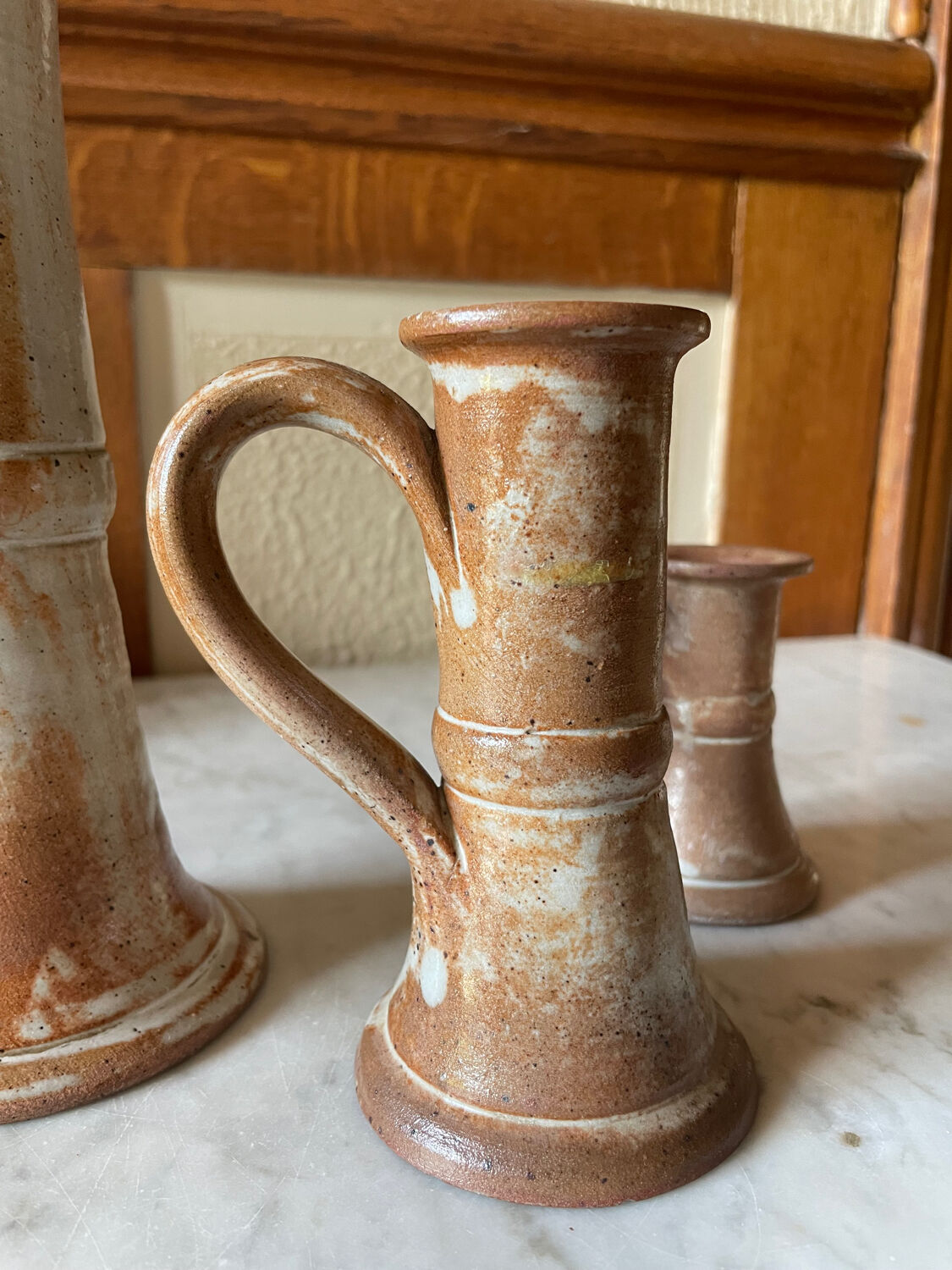 Vintage stoneware candlesticks