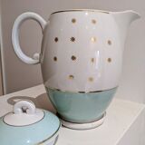Porcelain teapot vintage iron earth Lunéville green golden water