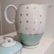 Porcelain teapot vintage iron earth Lunéville green golden water