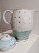 Porcelain teapot vintage iron earth Lunéville green golden water
