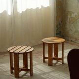 Pair of pine stools by a Swedish cabinetmaker, mid-century, 1960s.